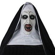 Валак страшный ужас монахиня косплей Латекс Маска головной платок анфас шлем Хэллоуин костюм для вечеринки фото