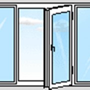 Окно ПВХ трехстворчатое с одной поворотно-откидной створкой фото