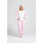 Нежно розовый теплый домашний костюмчик 1041-1