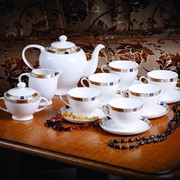 Чайный европейский сервиз из фарфора “Золотая веточка“ фото