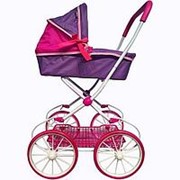 Классическая кукольная коляска на больших колесах цвет фиолетовый+фуксия (603-1_RT)