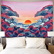 3D большая волна море настенное одеяло украшение дома большой полиэстер океан волна закат гобелен украшение фотография