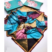 Большой шёлковый платок Ромбы в подарочной упаковке 100 см фото