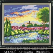 Картина-мозаика страами На берегу реки 35х30 см фотография