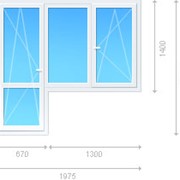 Блок комбинированный - окно двустворчатое, балконная дверь фото