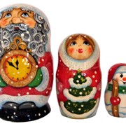 Матрешка Дед Мороз с часами фотография