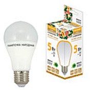 Лампа светодиодная НЛ-LED-A60-5 Вт-230 В-4000 К-Е27, (58х109 мм), Народная фото