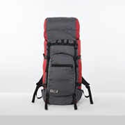 Рюкзак туристический, 60 л, отдел на шнурке, наружный карман, 2 боковые сетки, цвет серый/красный фото