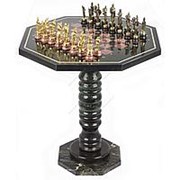 Шахматный стол фигуры Русские на подставках бронза лемезит 60х60х62 см фото