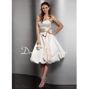 Атласное свадебное платье с поясом фото