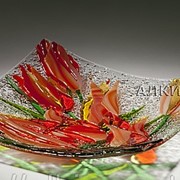 Стеклянная тарелка Тюльпаны фото