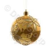 Декор Шар золотистая охра с золот.цветами фотография