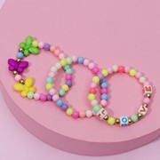 Набор детских браслетов 'Выбражулька' 3шт, бабочки и буквы, цветные фотография