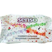 Салфетки влажные антибактериальные “SENSO“ в мягкой упаковке с клапаном 100 шт. фото