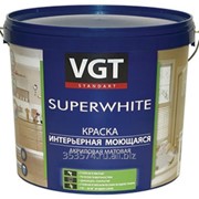 Краска ВГТ для наружных и внутренних работ Супербелая (моющаяся), 7 кг фото
