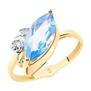 Золотое кольцо с топазами и фианитами SOKOLOV 715559 фото