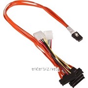 Кабель mSASx4 (SFF-8087) to SATA (4)x1 (SFF-8442)+ Power SAS 0,5м, код 25538