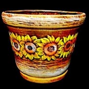 Горшок для цветов из керамики ручной работы “Подсолнечник №2“ фото