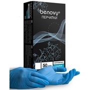 Нитровиниловые перчатки (размер M) Benovy, 50 пар фото