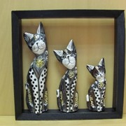 Три кота в рамке - коричневые в горошек, арт. 981141/8