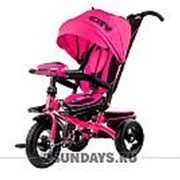 Трехколесный велосипед City H5 розовый с надувными колесами 12-10
