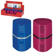 Точилка FABER-CASTELL “Trio Grip 2001“, 3 отверстия, 2 контейнера, пластиковая, красная/синяя, 183801 фотография