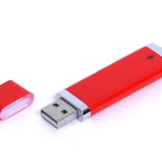 USB-флешка промо на 64 Гб прямоугольной классической формы, красный фото
