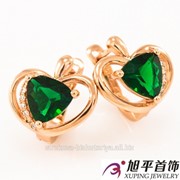 Серьги позолоченные “Зеленое сердце-яблочко“ 524945(5) фотография
