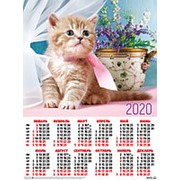 Календарь 2020 листовой А2 Полипринт “Кошки. Котёнок с ленточкой“, 27223 фото