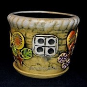 Горшок для цветов из керамики ручной работы “Корзина малая хатка“ фото