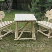 Стол деревянный,лавочка деревянная,мебель для сада,мебель из дерева,мебель для дачи. фото