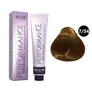 Крем-краска для волос OLLIN Performance 7/34 русый золотисто-медный, 60 мл