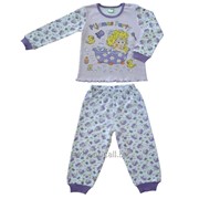 Пижама для девочек ИНТЕРЛОК бело-фиолетовая фото