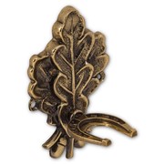 Латунный настенный держатель для обувной ложки “Дубовый лист“ фото