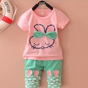 Одежда детская Free shipping 2014 summer new children's clothing fashion female baby bowknot ideas rabbit suit with short sleeves, код 1772524731 фото