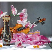 Схема для частичной вышивки бисером Орхидеи и скрипка фото