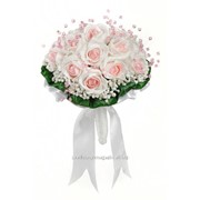 Букет для невесты №11, белый/розовый (со стеклярусом) фото
