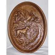 Сувенирная продукция, картина деревянная резная из дуба Гон куропатки