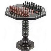 Шахматный стол с каменными фигурами змеевик лемезит 60х60х62 см фото