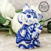 Сувенир «Кот рыбак», гжель фото