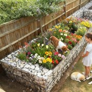 Панели каменного заборагабионы ящики для растений фото