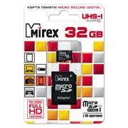 Карта памяти microSDHC с адаптером MIREX 32GB UHS-I, class 10 фотография