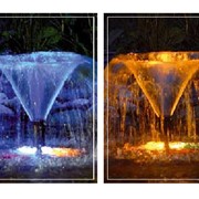 Монтаж фонтанов с использованием подводных светильников фото