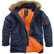 Куртка аляска Alpha Industries N-3B Slim Fit Replica Blue/Orange фото