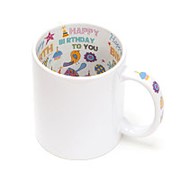 Кружка белая с рис. внутри и на ручке «HAPPY BIRTHDAY» фото