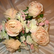 Роза букет (розовый, зеленый, желтый) фото