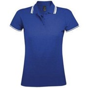 Рубашка поло женская PASADENA WOMEN 200 с контрастной отделкой ярко-синяя с белым, размер XL фотография