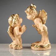 Набор статуэток “Ангел и мотылек“, 2 предмета, бежевый, 28 см фото