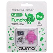Флешка 8Гб USB 2.0 - Qumo - Fundroid карта и картридер - розовая фото