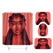 3D цифровой принт африканская девушка Шаблон занавеска для душа противоскользящий фланелевый ковер Ванная фото